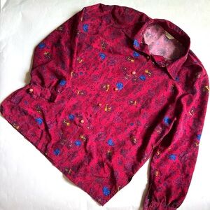 Vintage 80s floral print button up blouse